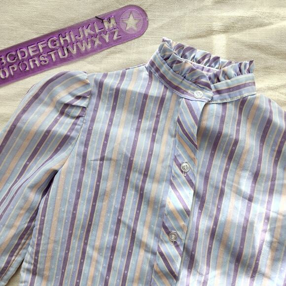 Vintage Mock Neck Striped Girls Shirt 4t - Picture 1 of 9